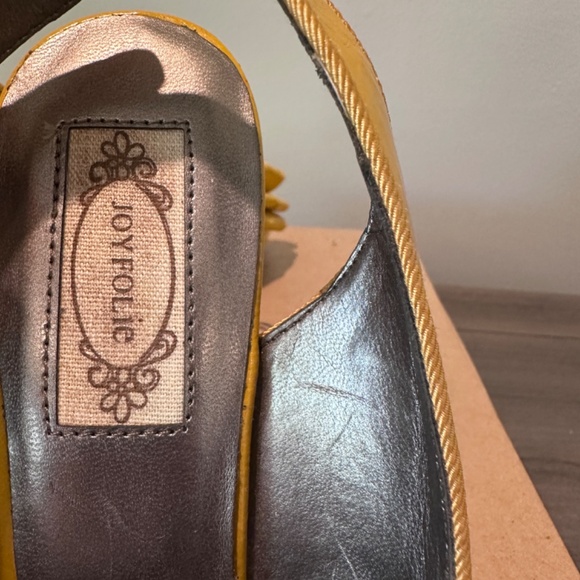 BNIB Joyfolie Women's Yellow Patent Leather Wedges - Picture 7 of 8